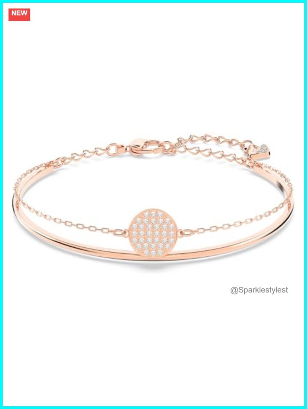 Swarovski Sublima Bangle Bracelet Rose Gold Tone Plated Clear Crystals